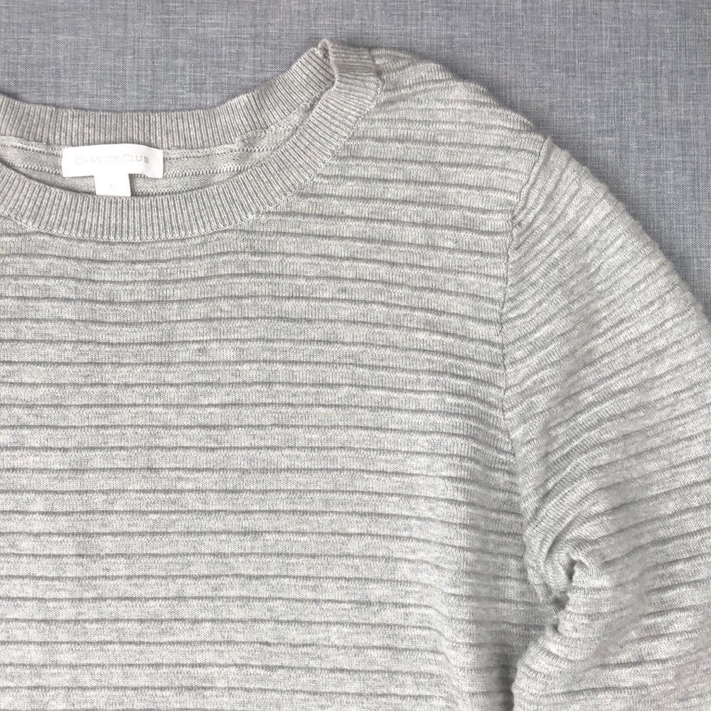 Charter Club Gray & Pink Colorblock Sweater Large - Picture 3 of 5